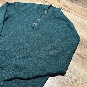 IZOD Dark Green Henley Neck Button Pullover Sweater Mens XL